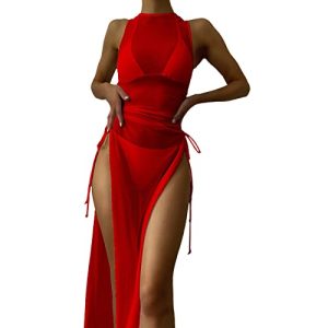 Strandponcho dames chiffon: doorzichtige bikini cover up strandjurk – sexy transparante strandjurk lange mesh jurk…