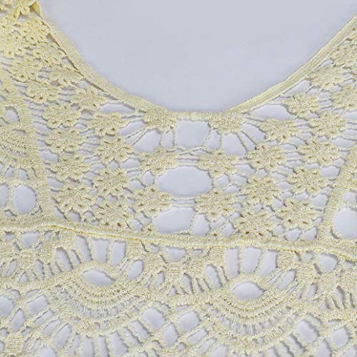 heekpek Strandjurk voor dames, lang, elegant, boho, blote rug, kant, bikini cover-up, zomerjurk, beige, Eén maat - Afbeelding 8