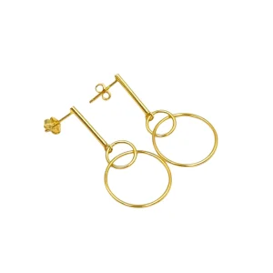 Gold plated zilveren oorbellen geometrisch met cirkel Eleanora