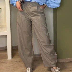 Ambika Broek Nina Barrel Krijtstreep Beige