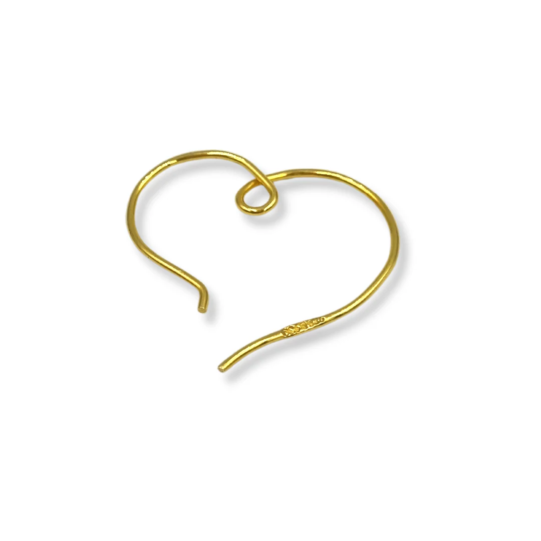 25mm Gold plated zilveren oorbellen Hart